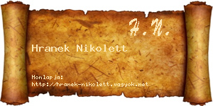Hranek Nikolett névjegykártya